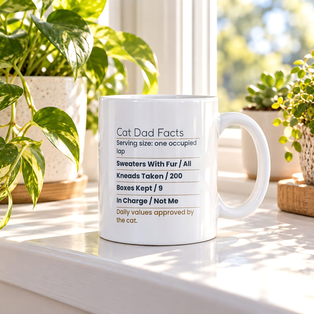 Funny Cat Dad Coffee Mug Cat Dad Facts Label For Cat Lovers - photo 2