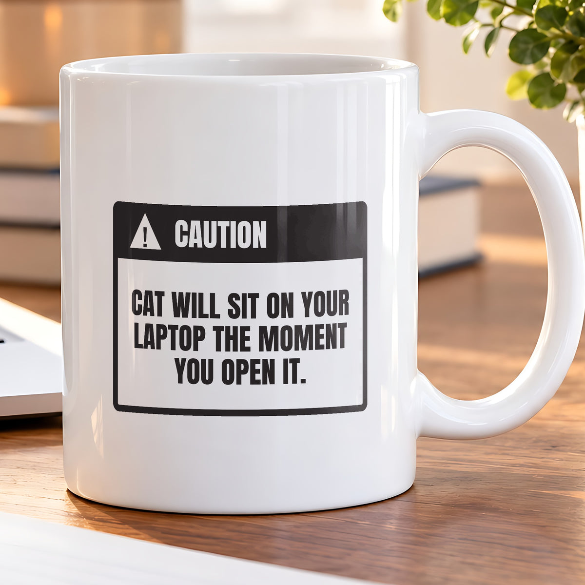 Funny Cat Coffee Mug Caution Sits On Laptop Every Time For Cat Lovers - photo 5
