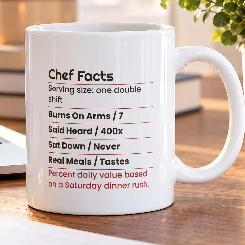 Funny Chef Coffee Mug Chef Facts Nutrition Label For Cooks - photo 5