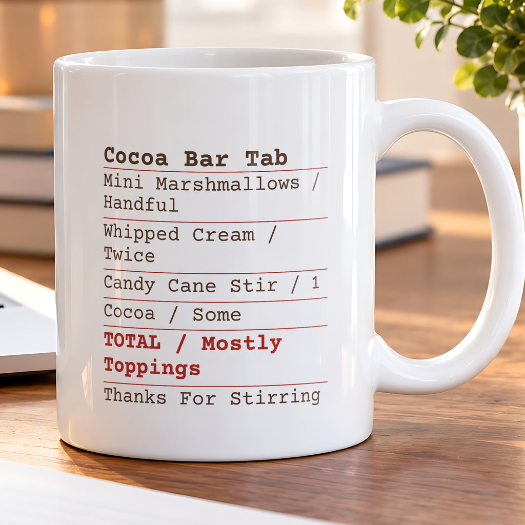 Hot Cocoa Coffee Mug Cocoa Bar Tab Receipt Mostly Toppings For Cocoa Lovers - photo 5