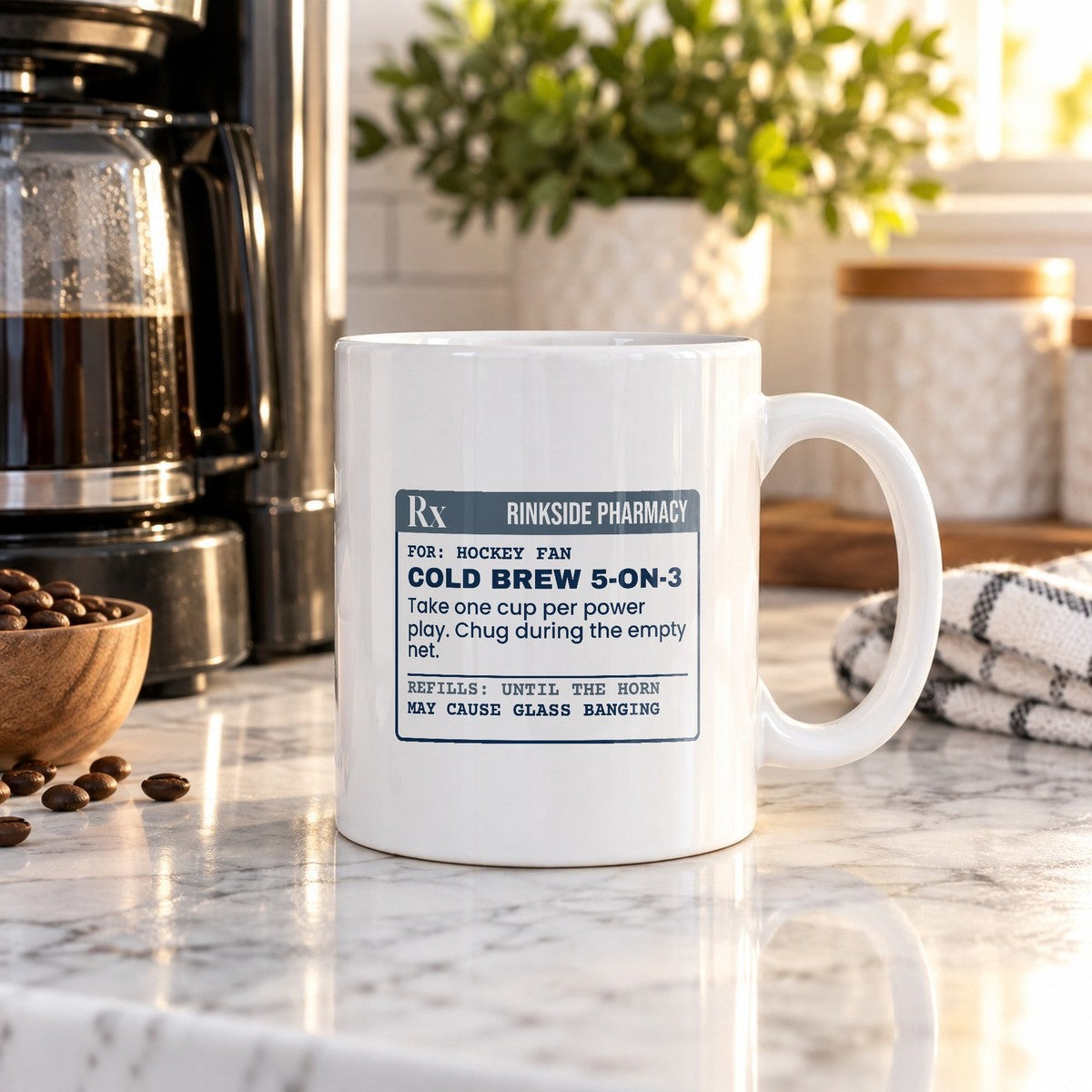 Funny Hockey Coffee Mug Cold Brew 5 On 3 Prescription For Hockey Fans - photo 2