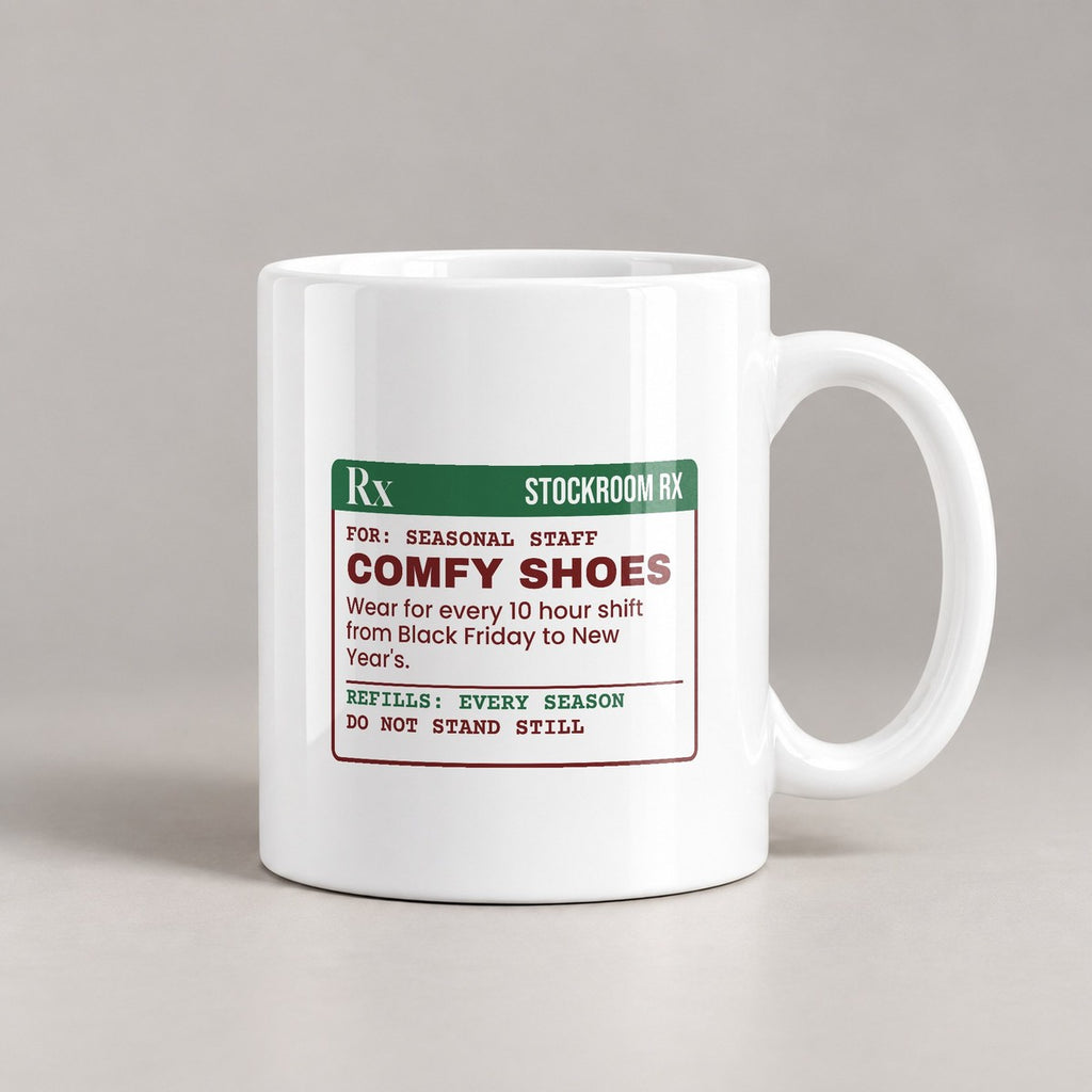 Funny Christmas Retail Coffee Mug Comfy Shoes Prescription Label - photo 3