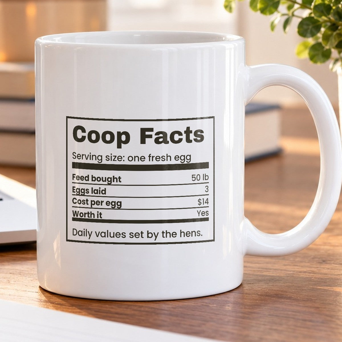 Funny Chicken Coffee Mug Coop Facts Nutrition Label Cost Per Egg - photo 5