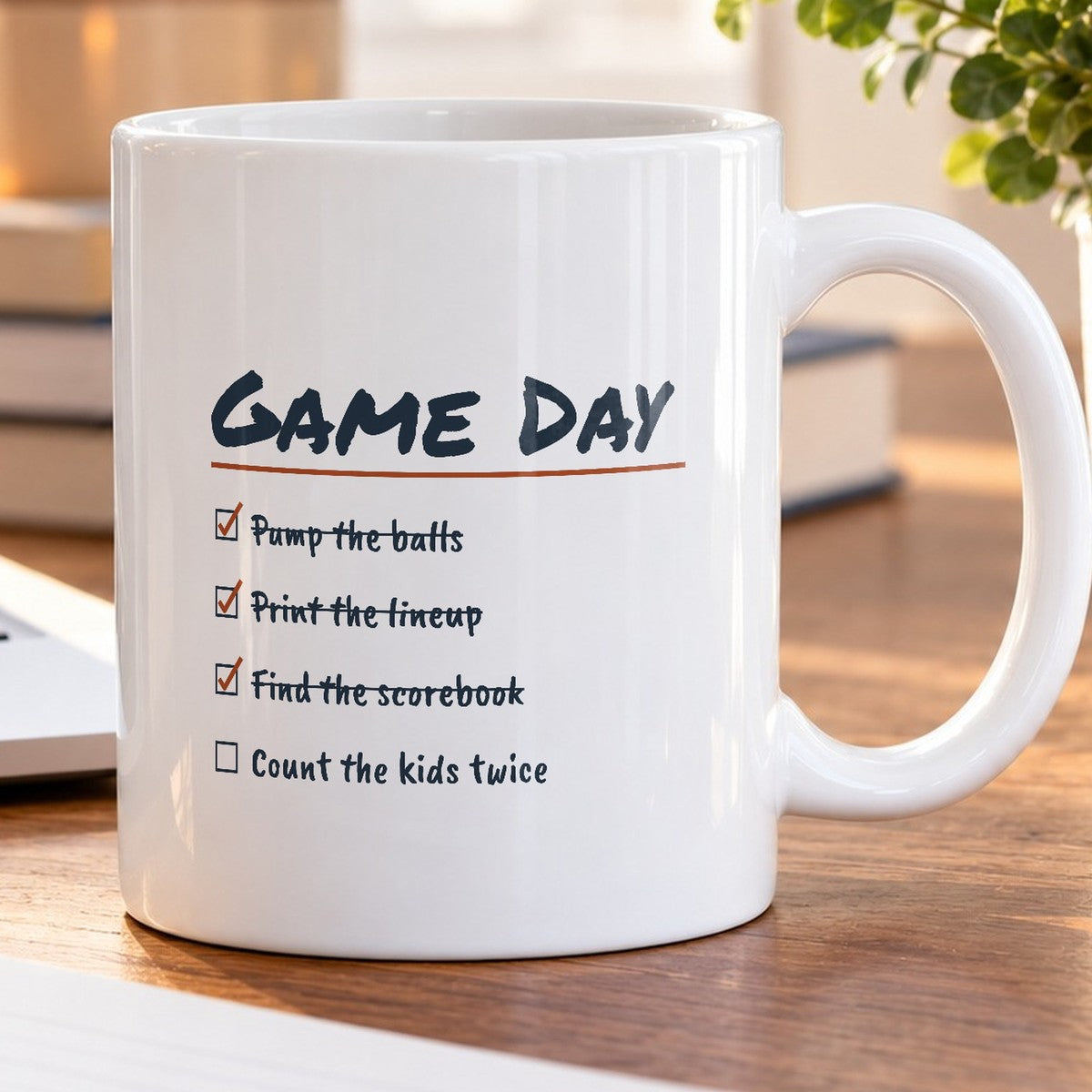 Funny Sports Coach Coffee Mug Game Day Checklist Count The Kids Twice - photo 5