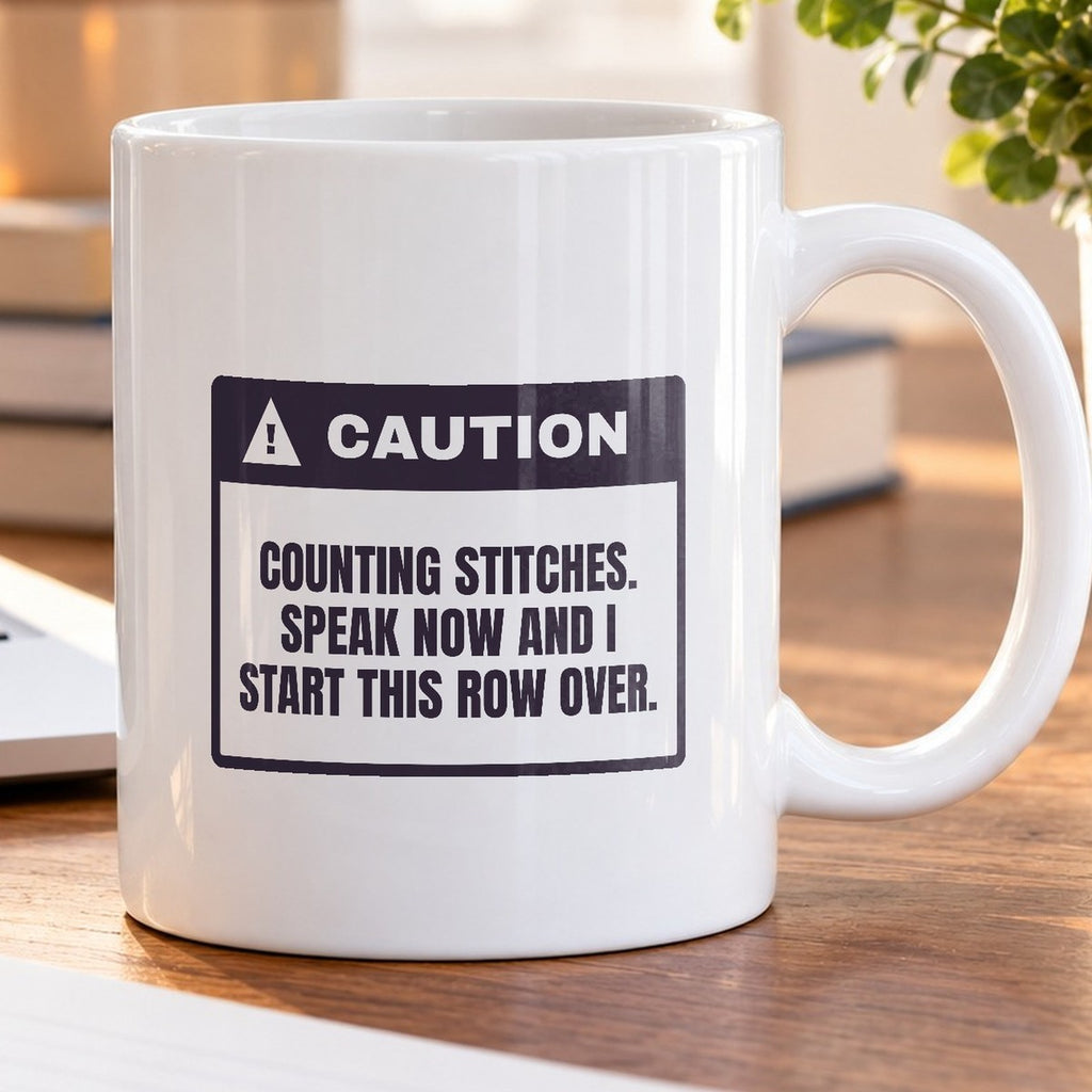 Funny Knitter Coffee Mug Counting Stitches Please Hold Warning - photo 5