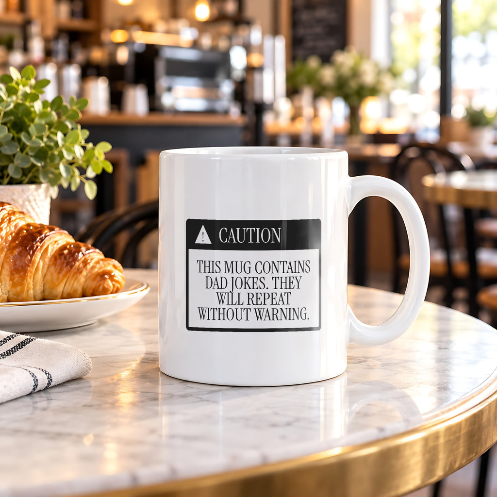 Funny Dad Joke Caution Label Coffee Mug For Dad - photo 3