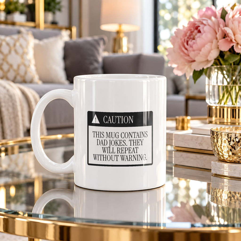 Funny Dad Joke Caution Label Coffee Mug For Dad - photo 4