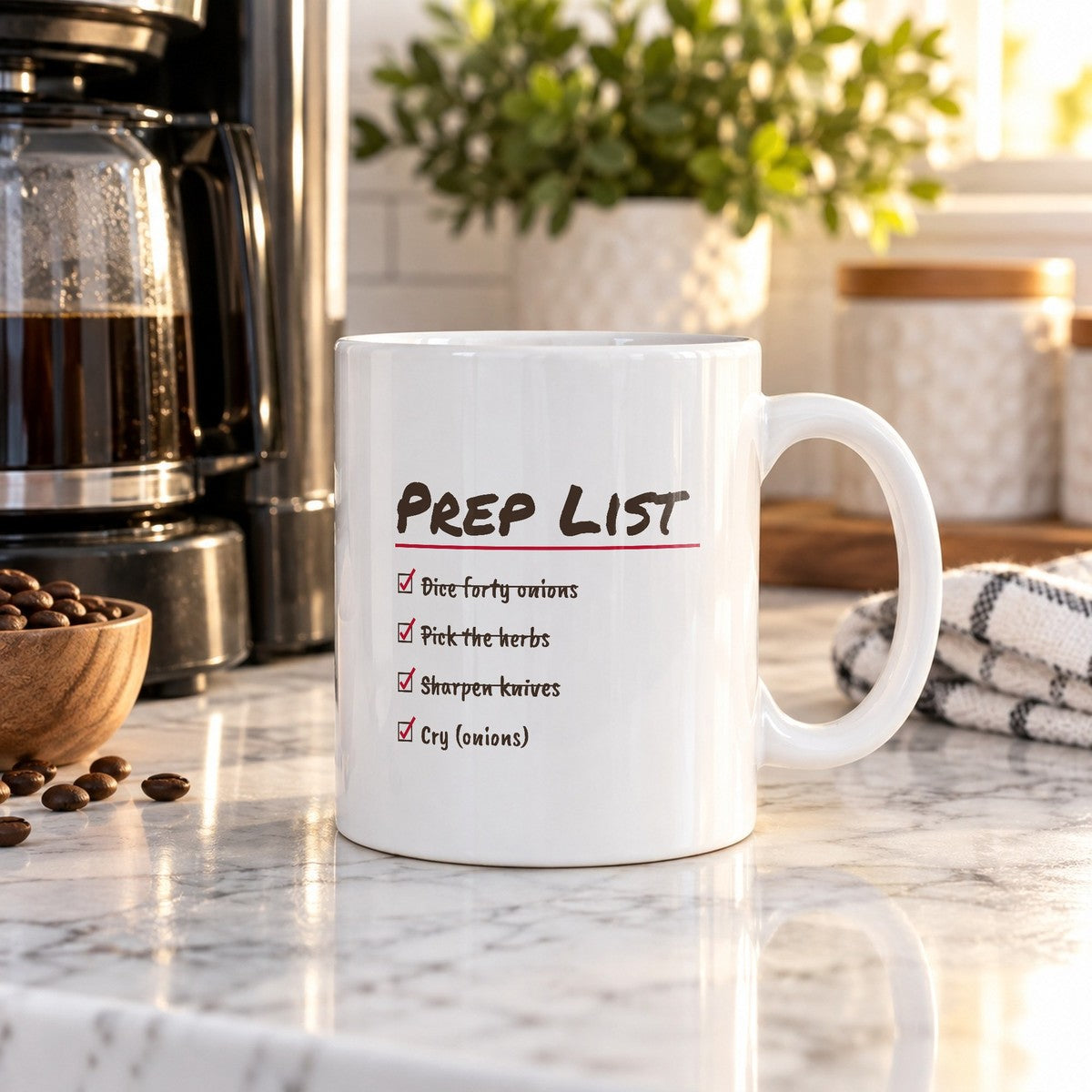 Funny Chef Coffee Mug Prep List Dice Forty Onions - photo 3
