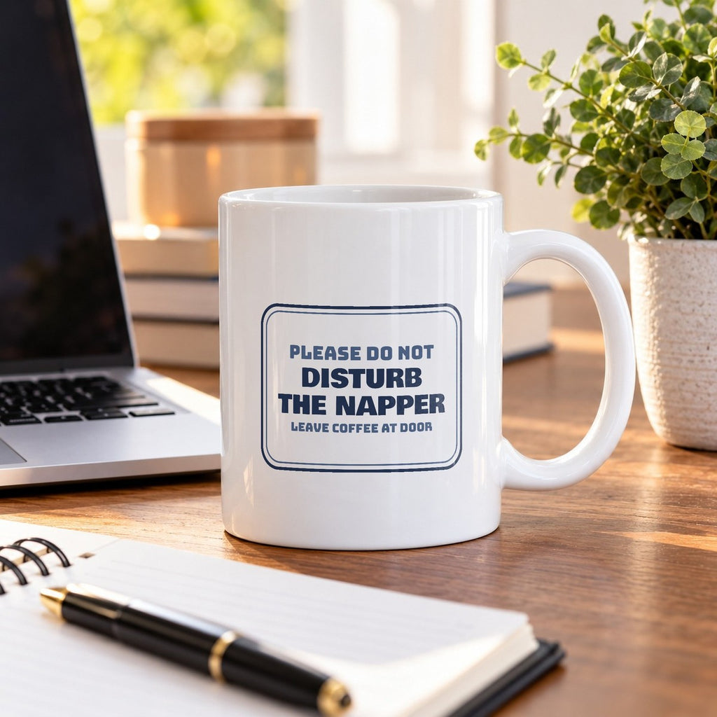 Funny Nap Coffee Mug Do Not Disturb The Napper Door Sign - photo 1