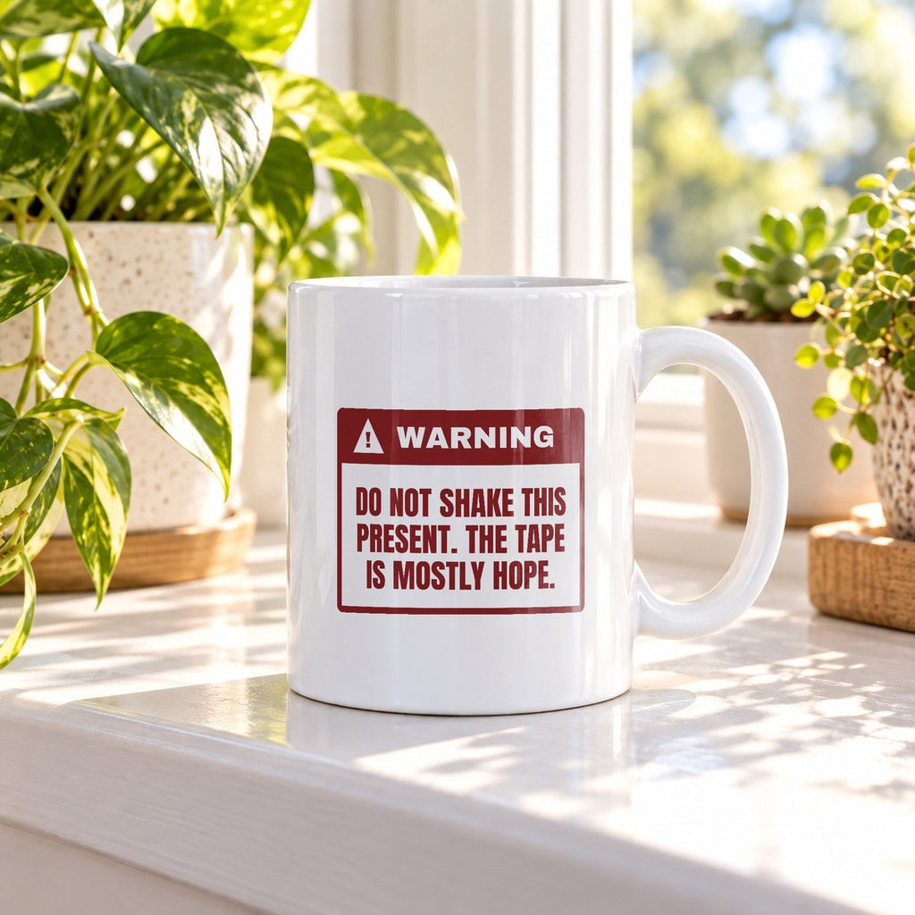 Funny Christmas Coffee Mug Do Not Shake The Tape Is Mostly Hope - photo 3