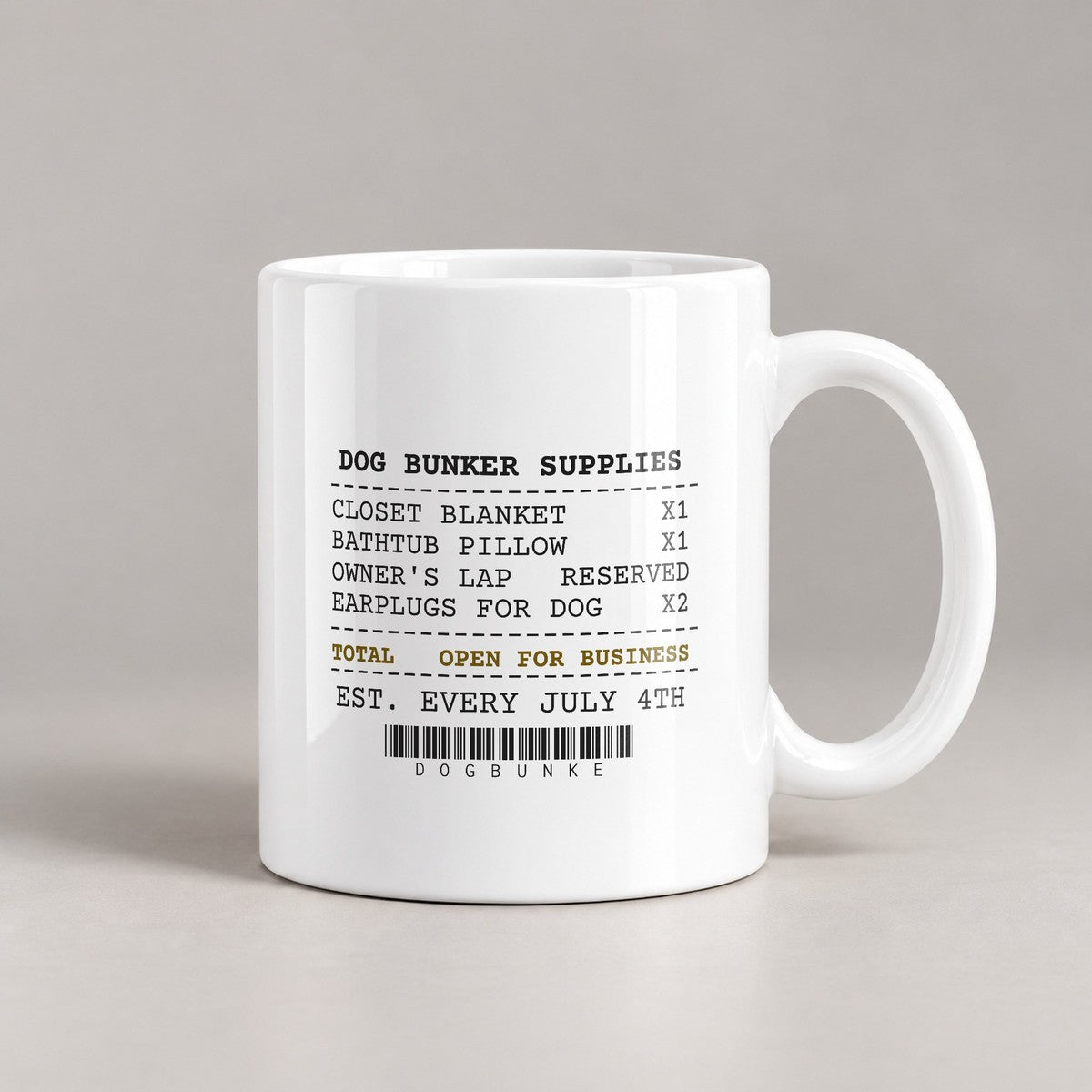 Funny Fireworks Dog Bunker Receipt Coffee Mug Hiding Spots For Owners - photo 1