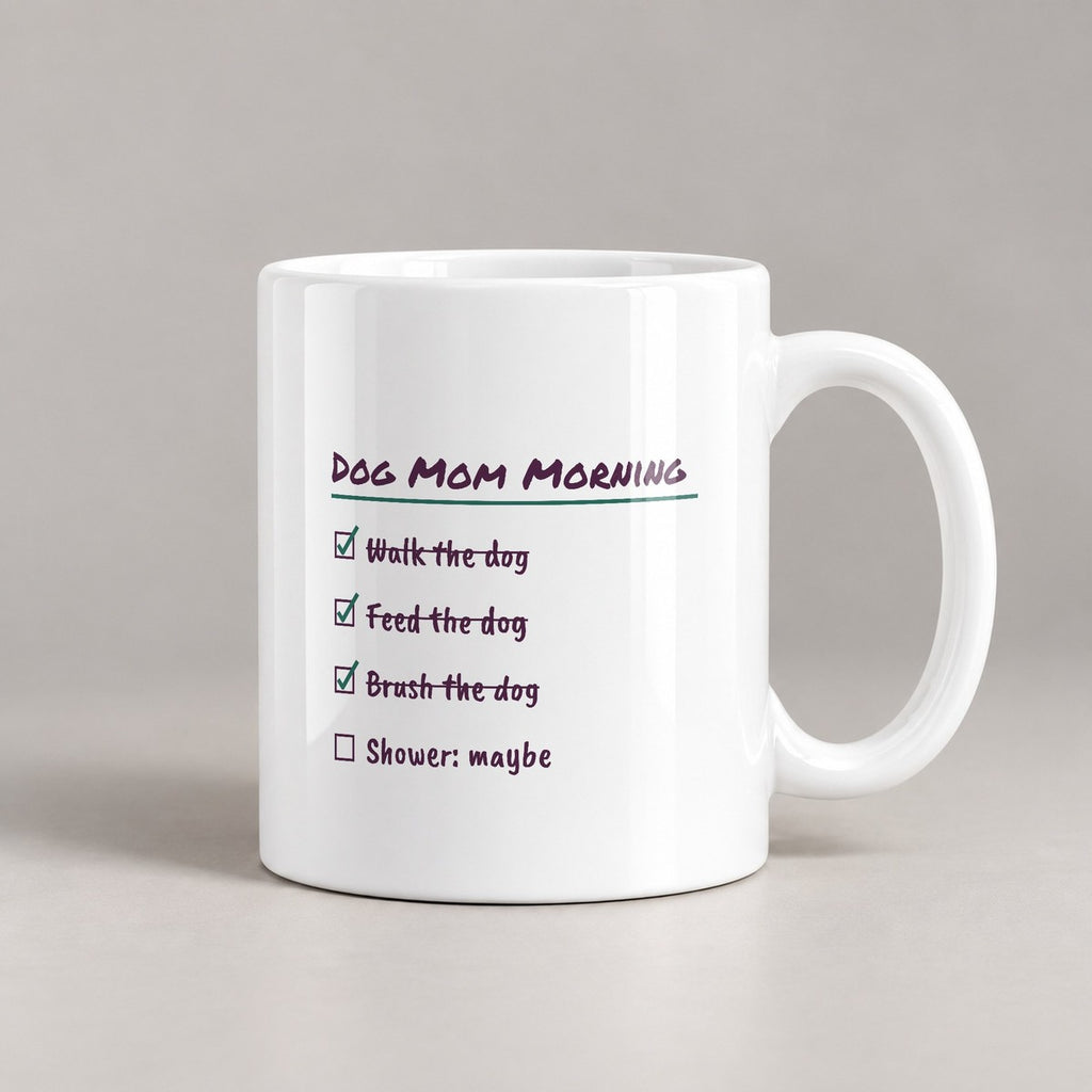 Funny Dog Mom Coffee Mug Dog Mom Morning Checklist Shower Maybe - photo 1