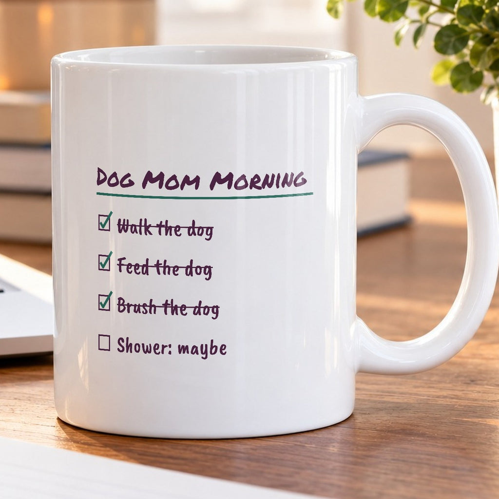 Funny Dog Mom Coffee Mug Dog Mom Morning Checklist Shower Maybe - photo 5