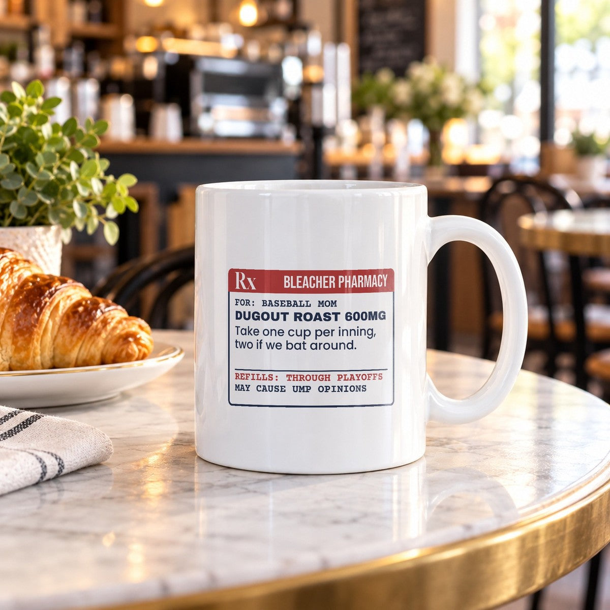 Funny Baseball Mom Coffee Mug Dugout Roast Prescription Label - photo 3