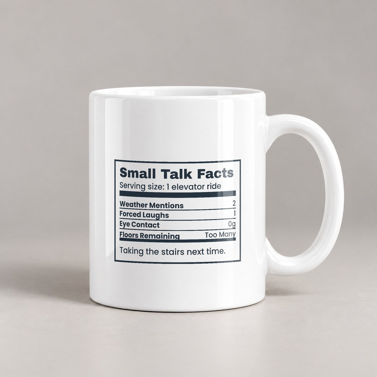 Funny Introvert Coffee Mug Small Talk Facts Nutrition Label - photo 1