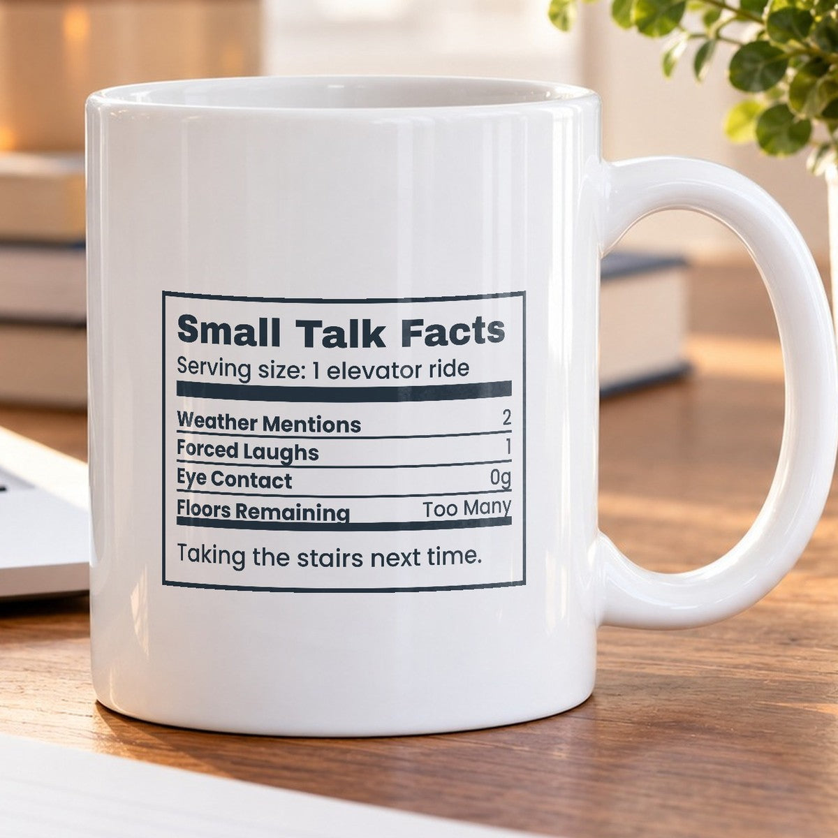 Funny Introvert Coffee Mug Small Talk Facts Nutrition Label - photo 5