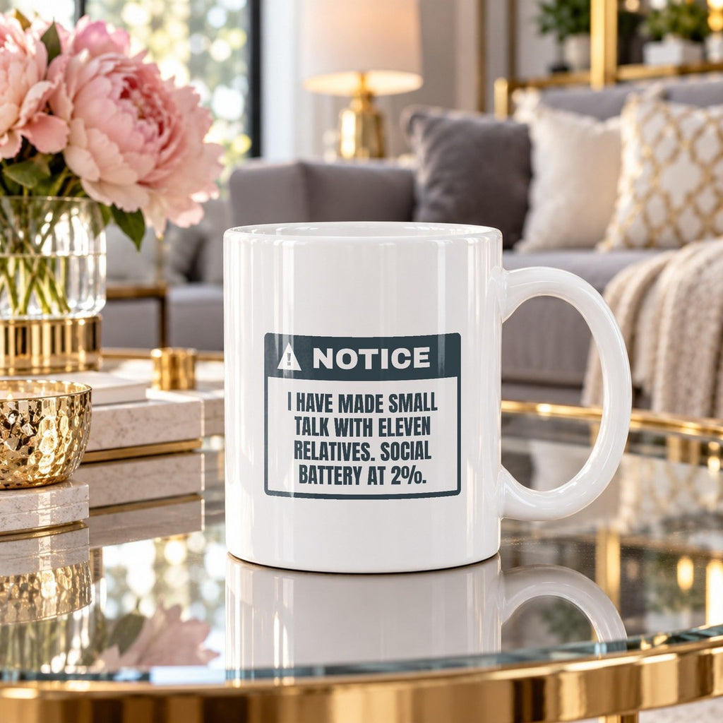 Funny Christmas Coffee Mug Eleven Relatives Social Battery At 2 Percent - photo 1