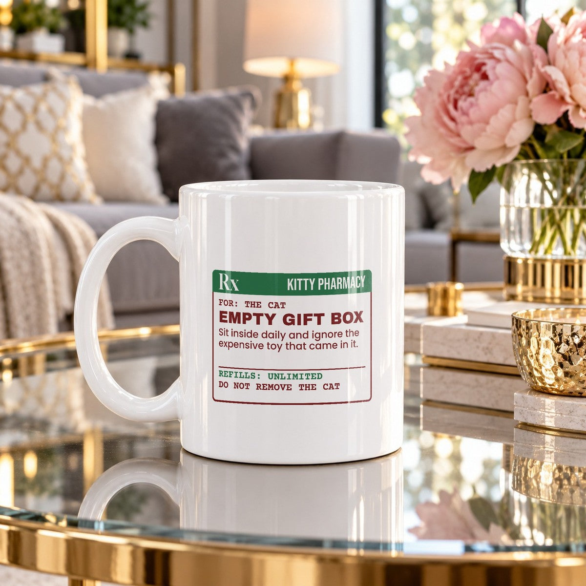 Funny Christmas Cat Coffee Mug Empty Gift Box Prescription Label - photo 4