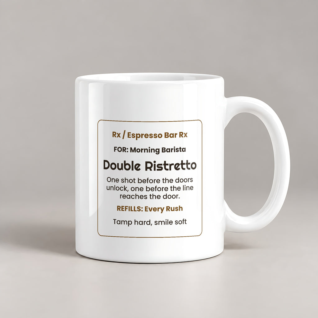 Funny Barista Coffee Mug Double Ristretto Prescription Label - photo 3
