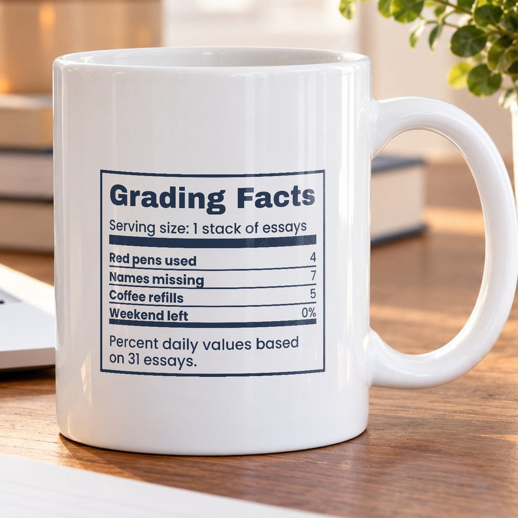 Funny Teacher Coffee Mug Grading Facts Nutrition Label For Teachers - photo 5
