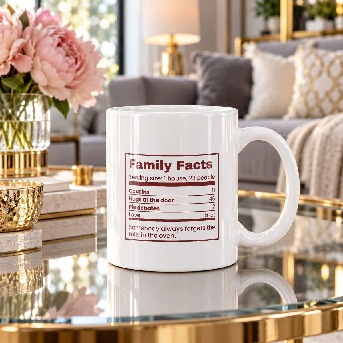 Funny Christmas Family Coffee Mug Family Facts Nutrition Label - photo 3
