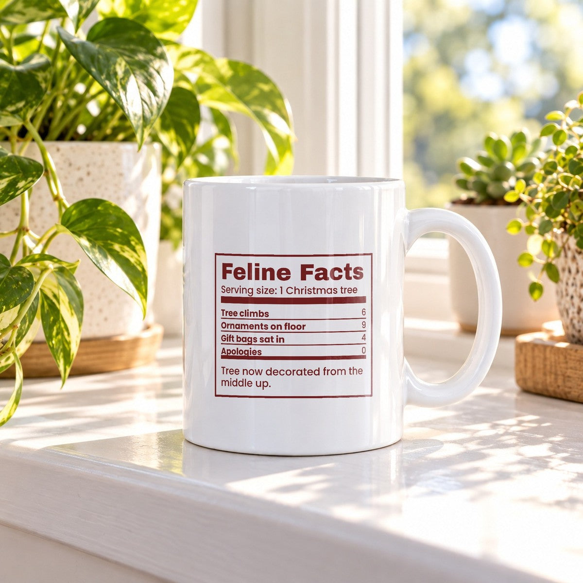 Funny Christmas Cat Coffee Mug Feline Facts Nutrition Label - photo 3
