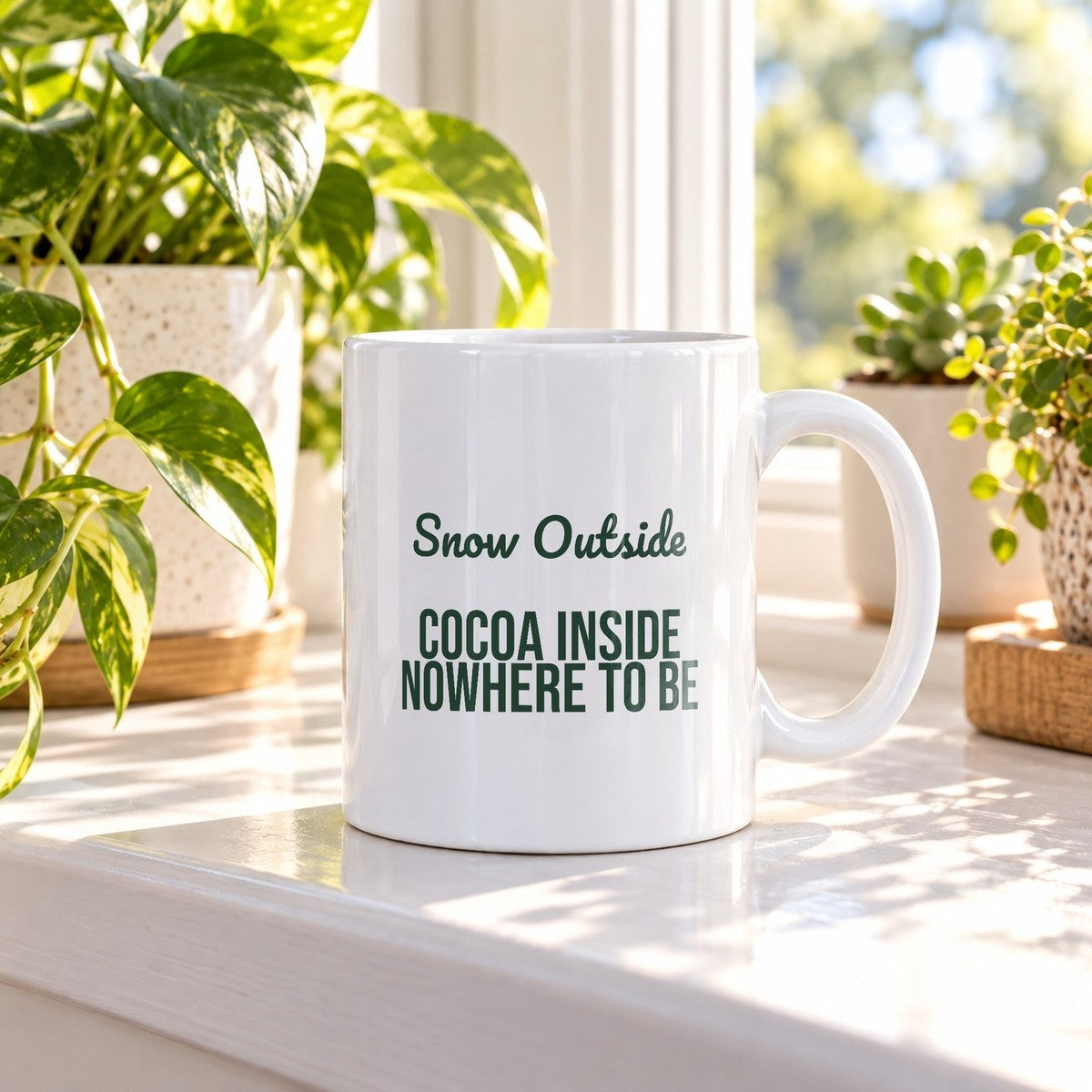 Christmas Cocoa Coffee Mug Snow Outside Cocoa Inside Nowhere To Be - photo 3