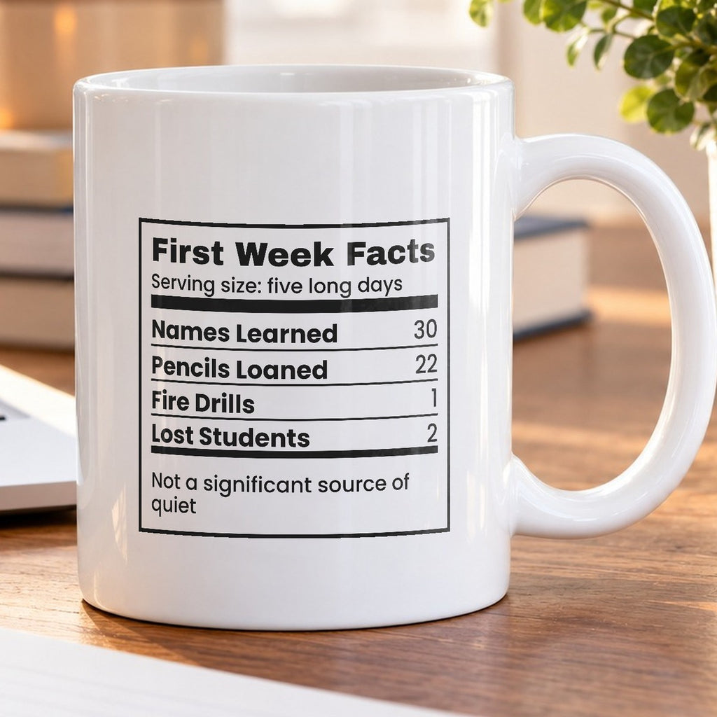 Funny Teacher Coffee Mug First Week Facts Label For Teachers - photo 5
