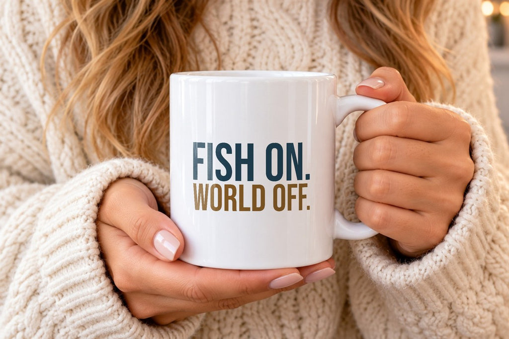 Funny Fishing Coffee Mug Fish On World Off - photo 1