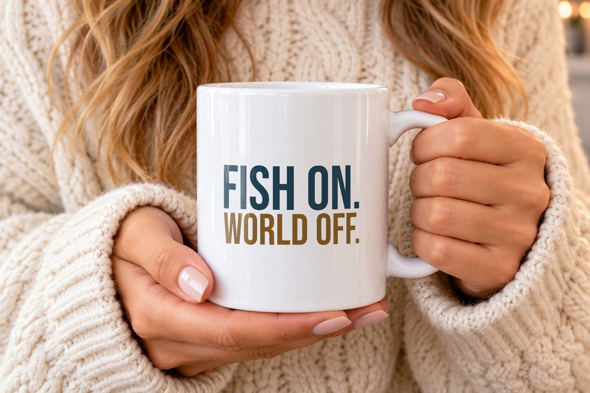 Funny Fishing Coffee Mug Fish On World Off - photo 1