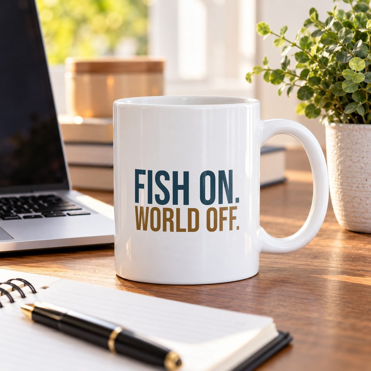 Funny Fishing Coffee Mug Fish On World Off - photo 2