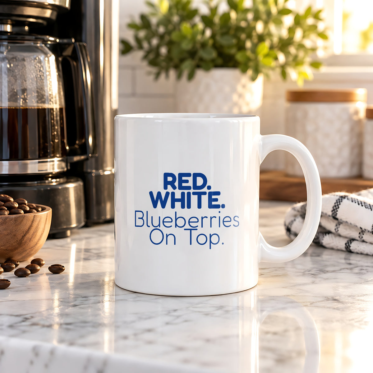 Funny Fourth Of July Coffee Mug Red White Blueberries For Host - photo 3