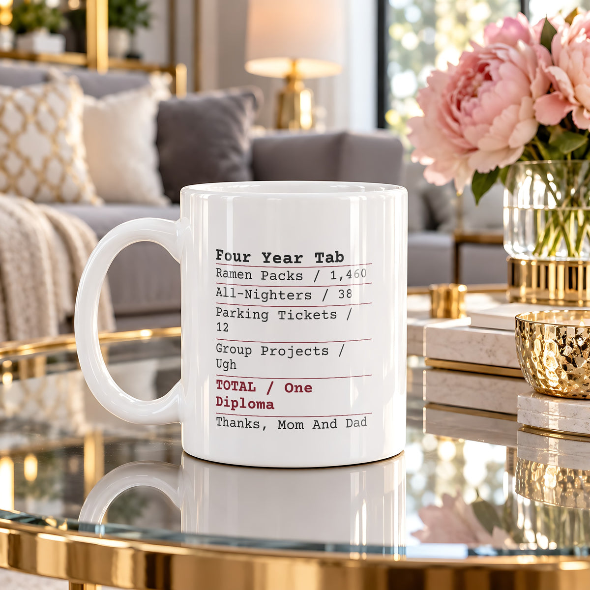 Funny College Graduation Coffee Mug Four Year Tab Receipt One Diploma - photo 4