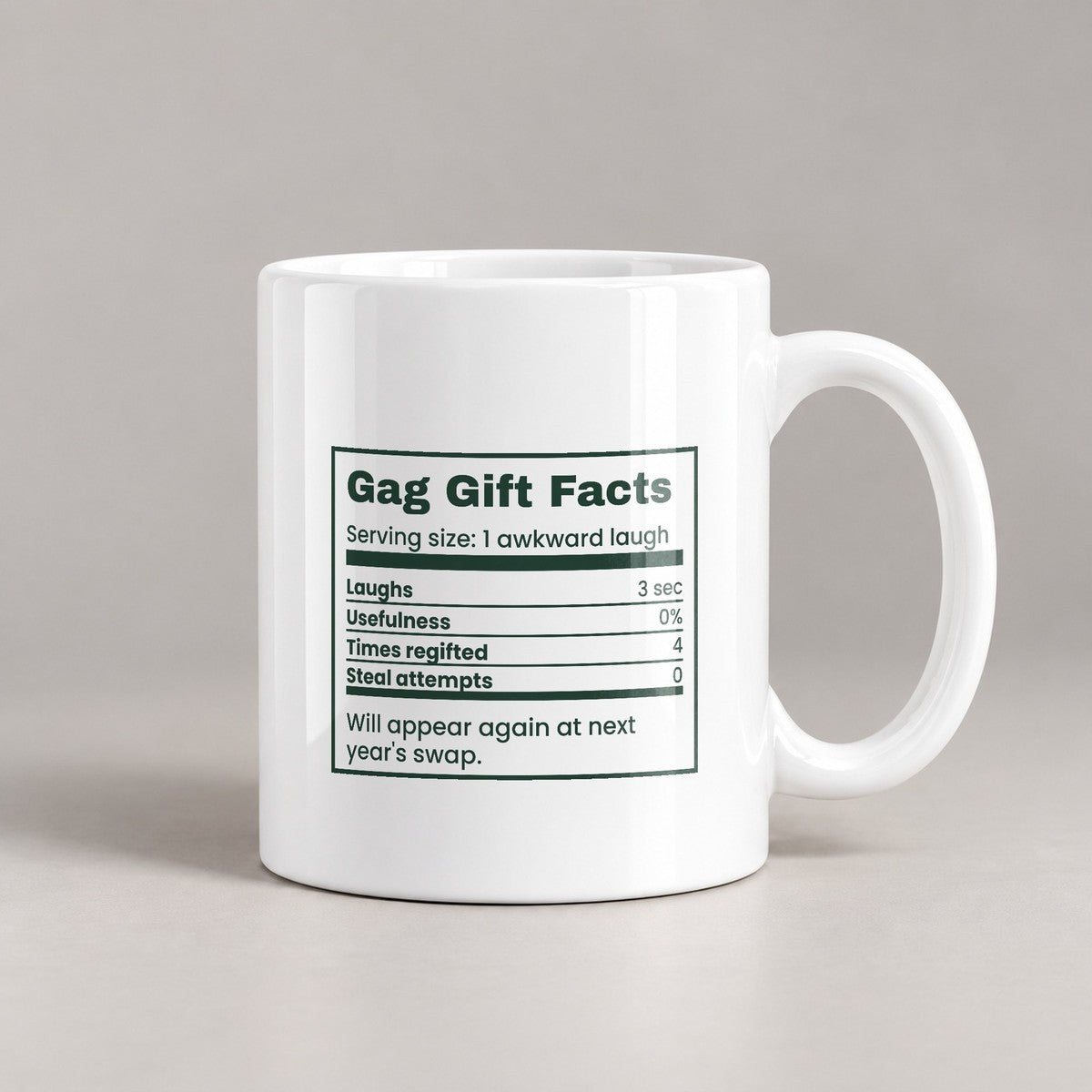 Funny White Elephant Coffee Mug Gag Gift Facts Back Again Next Year - photo 3