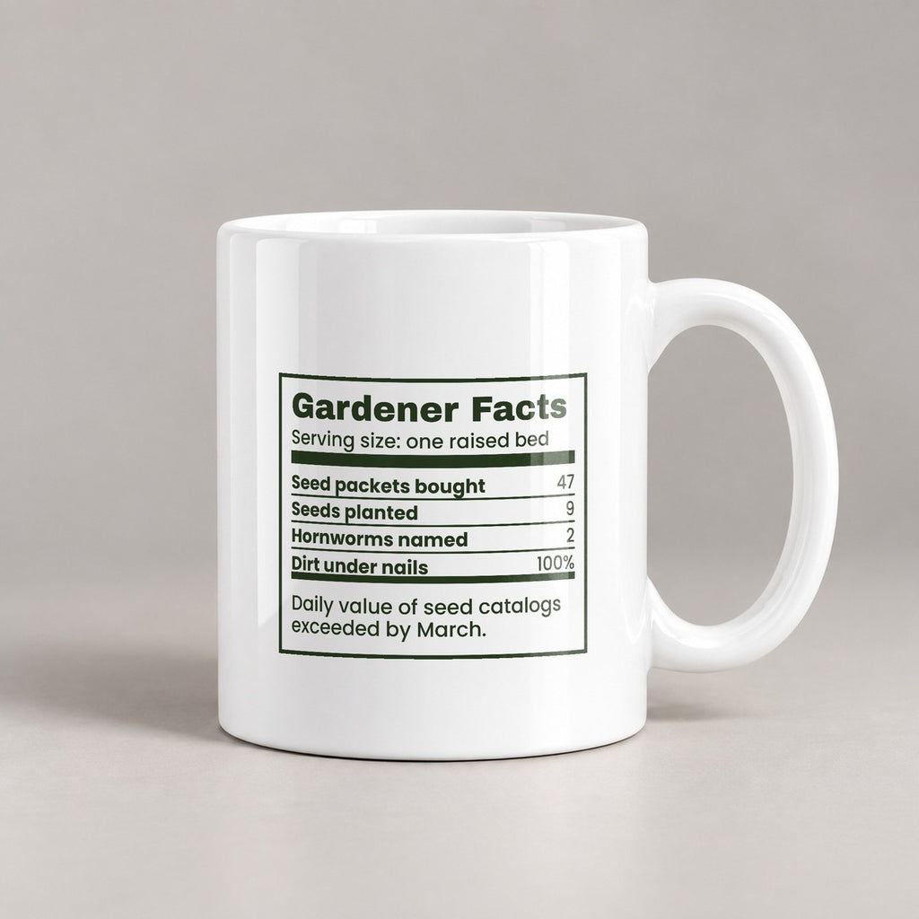 Funny Gardener Coffee Mug Seed Packets Nutrition Facts For Gardeners - photo 2
