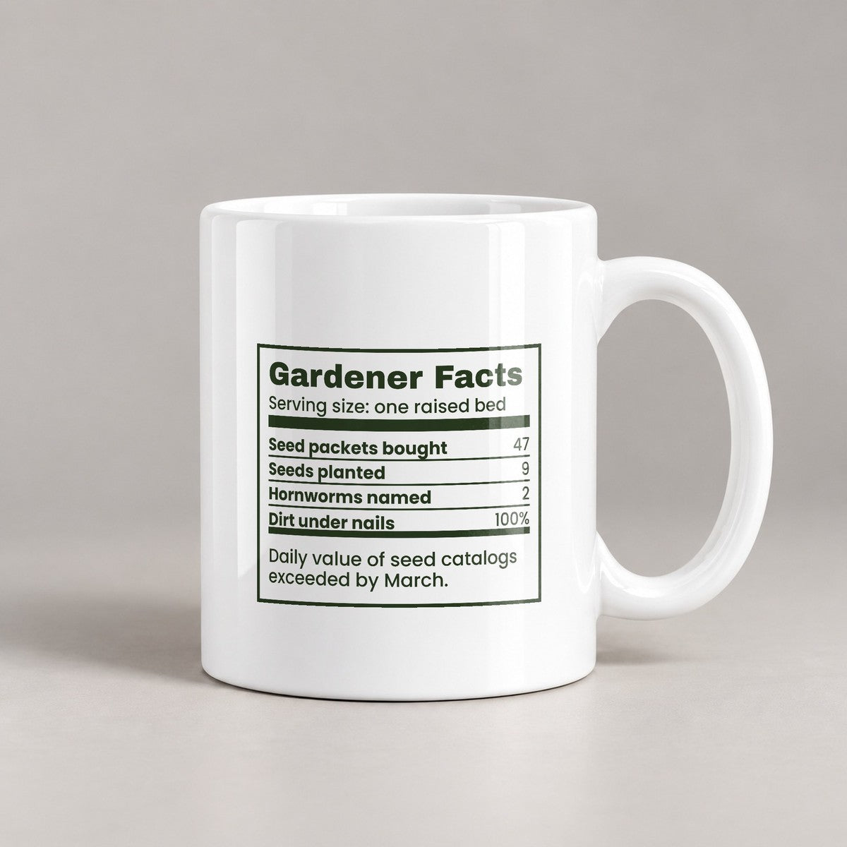Funny Gardener Coffee Mug Seed Packets Nutrition Facts For Gardeners - photo 2