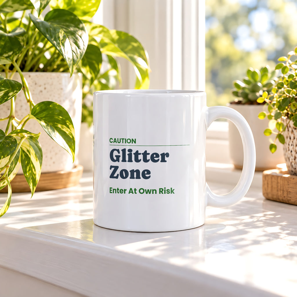 Funny Teacher Sign Coffee Mug Glitter Zone Enter At Own Risk - photo 2