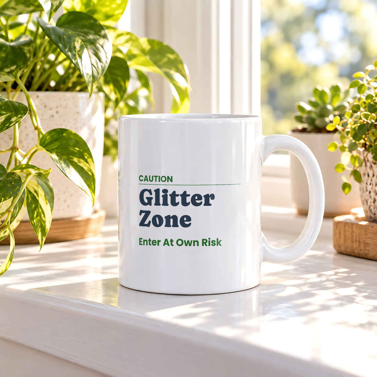 Funny Teacher Sign Coffee Mug Glitter Zone Enter At Own Risk - photo 2