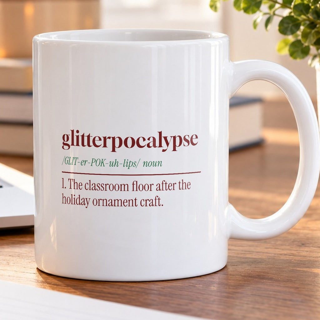 Funny Christmas Teacher Coffee Mug Glitterpocalypse Dictionary - photo 5