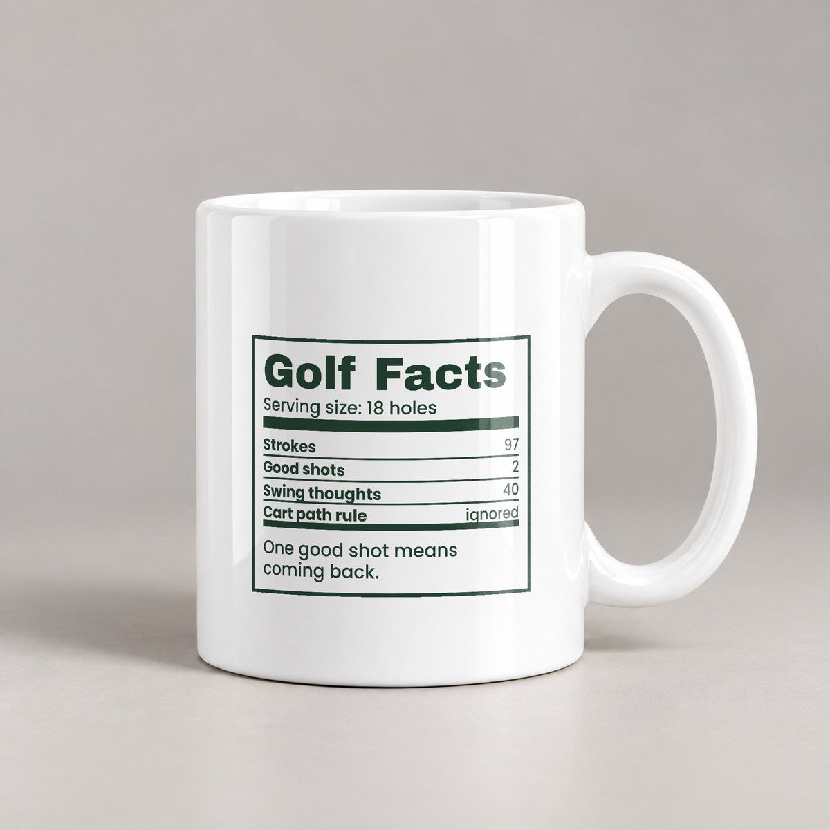 Funny Golf Coffee Mug Golf Facts Nutrition Label - photo 2