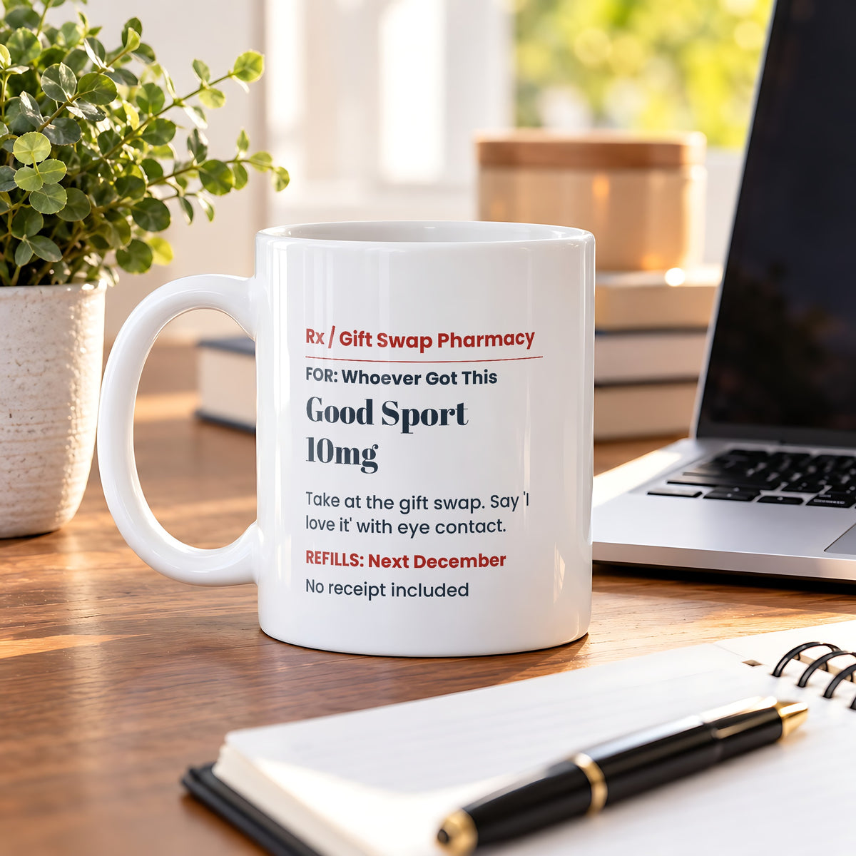 Funny White Elephant Coffee Mug Good Sport 10mg Prescription Label - photo 4