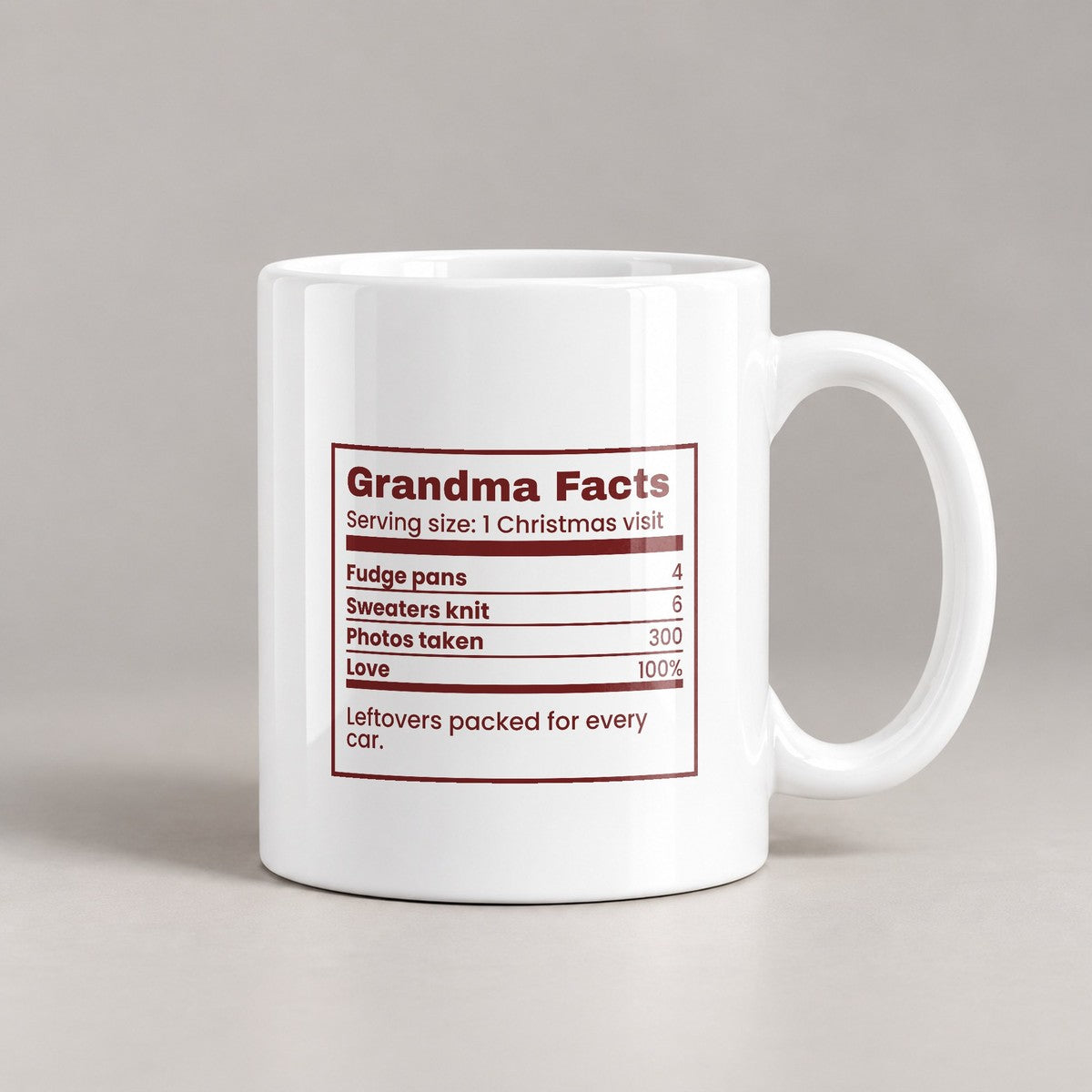 Funny Christmas Grandma Coffee Mug Grandma Facts Nutrition Label - photo 2