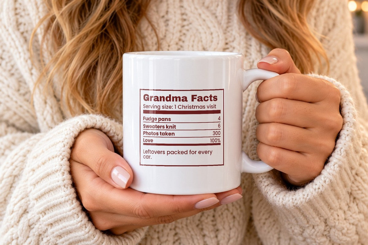 Funny Christmas Grandma Coffee Mug Grandma Facts Nutrition Label - photo 3