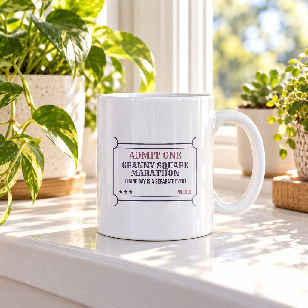 Funny Crochet Coffee Mug Granny Squares Ticket For Crocheters - photo 1
