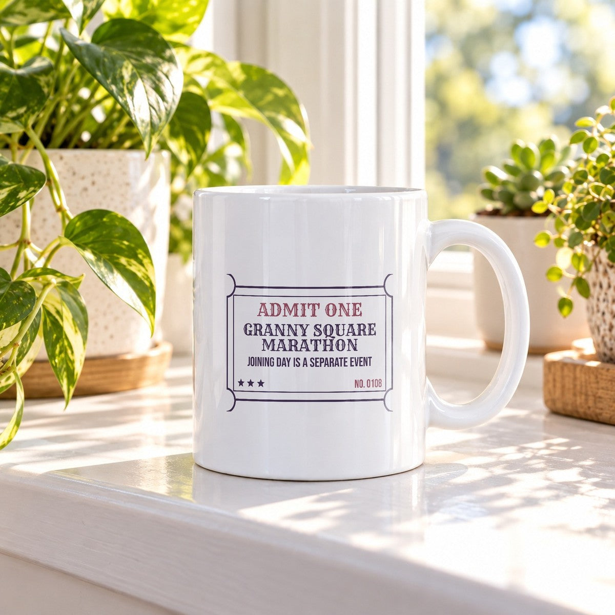 Funny Crochet Coffee Mug Granny Squares Ticket For Crocheters - photo 1