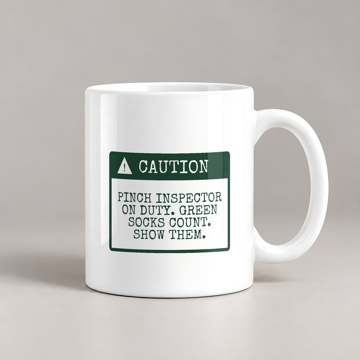 Funny St Patricks Day Coffee Mug Green Socks Count Pinch Inspector - photo 3