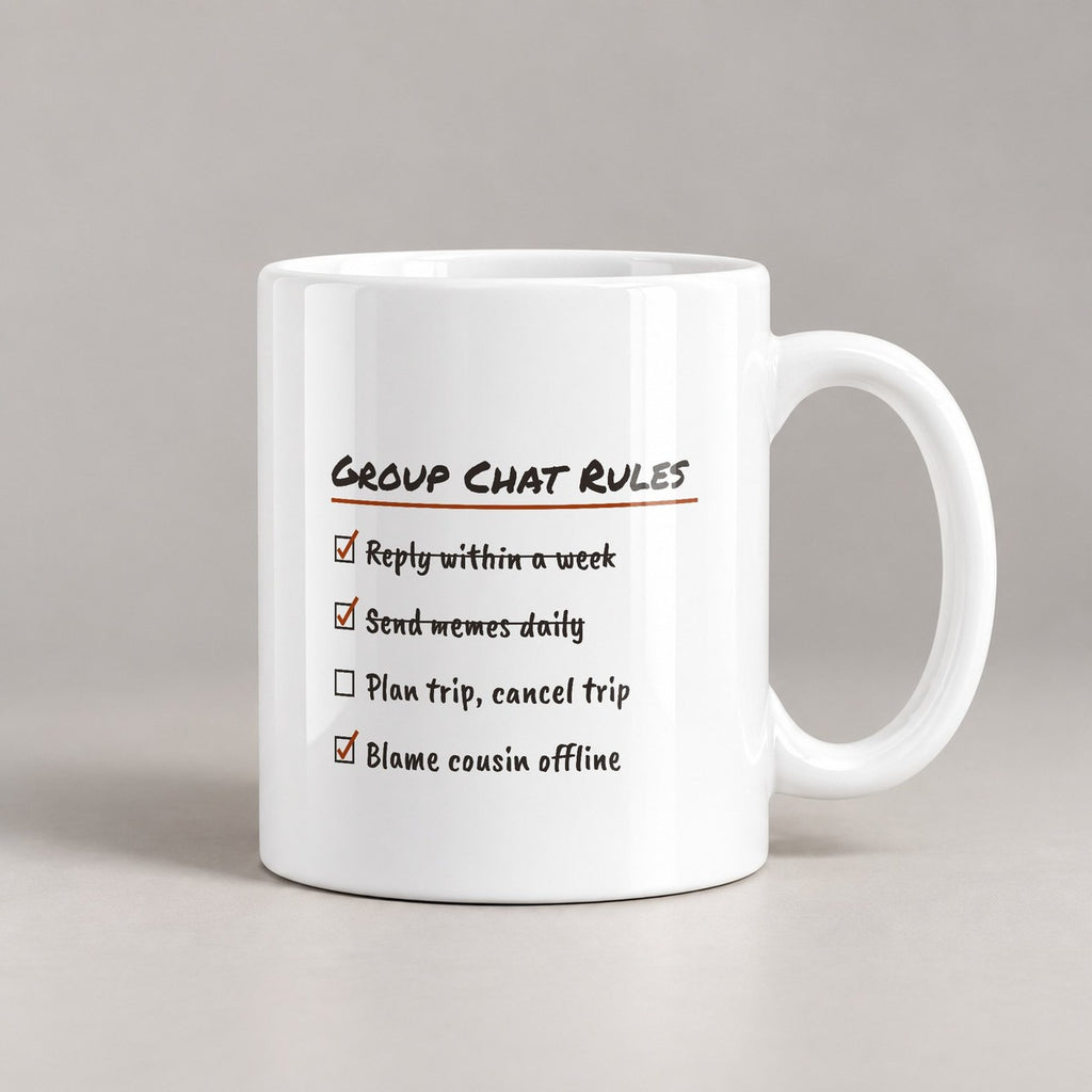 Group Chat Rules Coffee Mug Blame Cousin Offline - photo 3