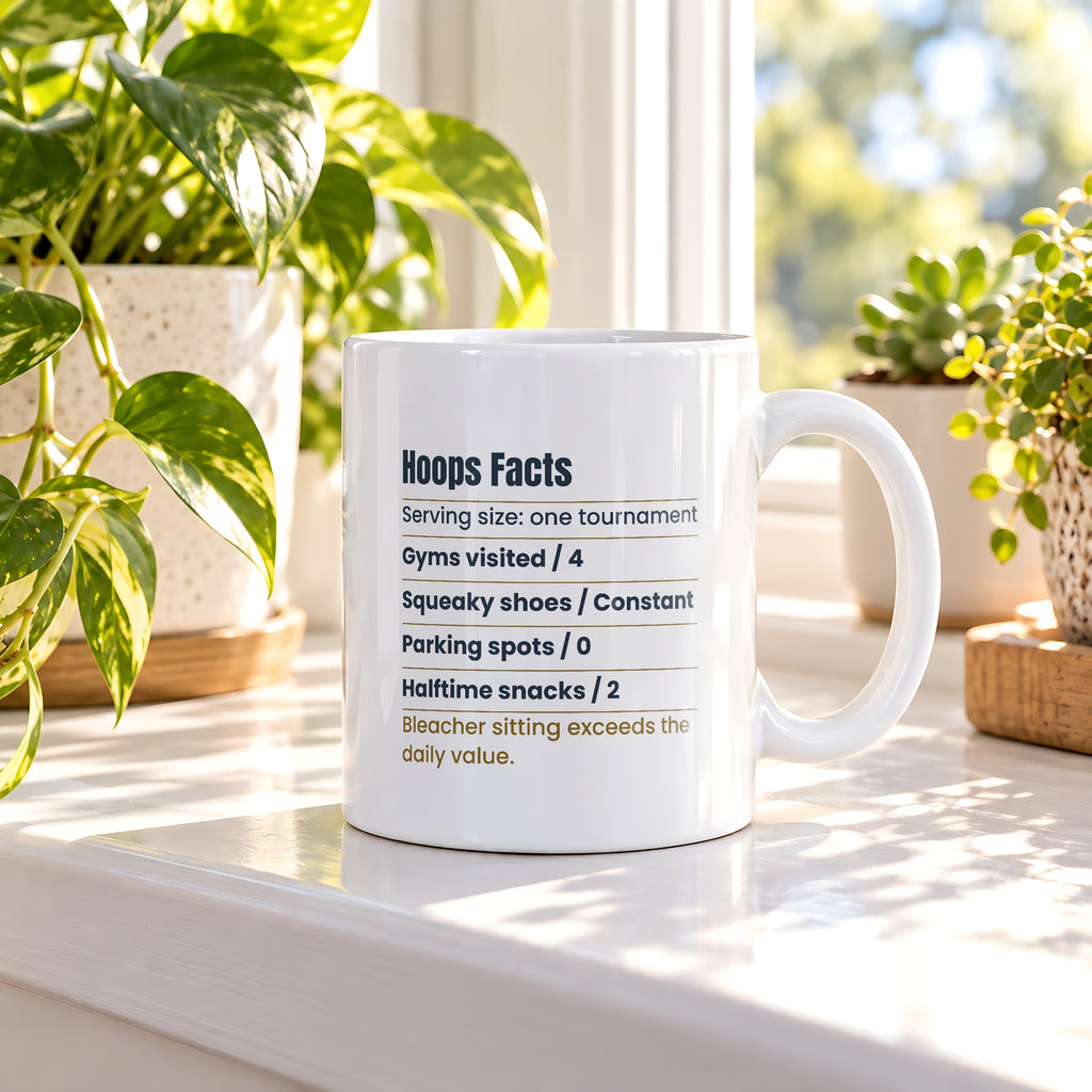 Funny Basketball Coffee Mug Hoops Facts Label For Basketball Parents - photo 1
