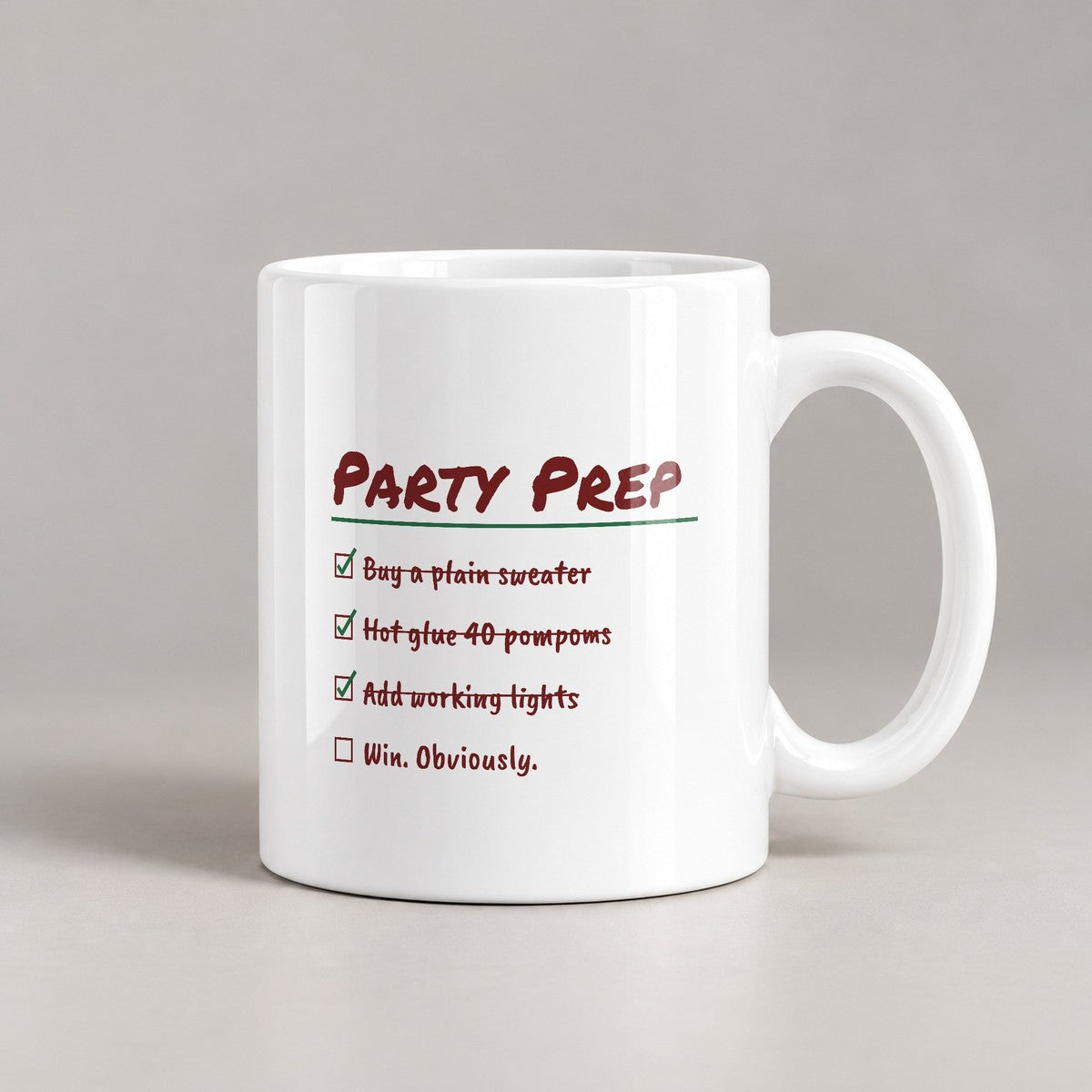 Funny Ugly Sweater Coffee Mug Hot Glue 40 Pompoms Checklist - photo 3
