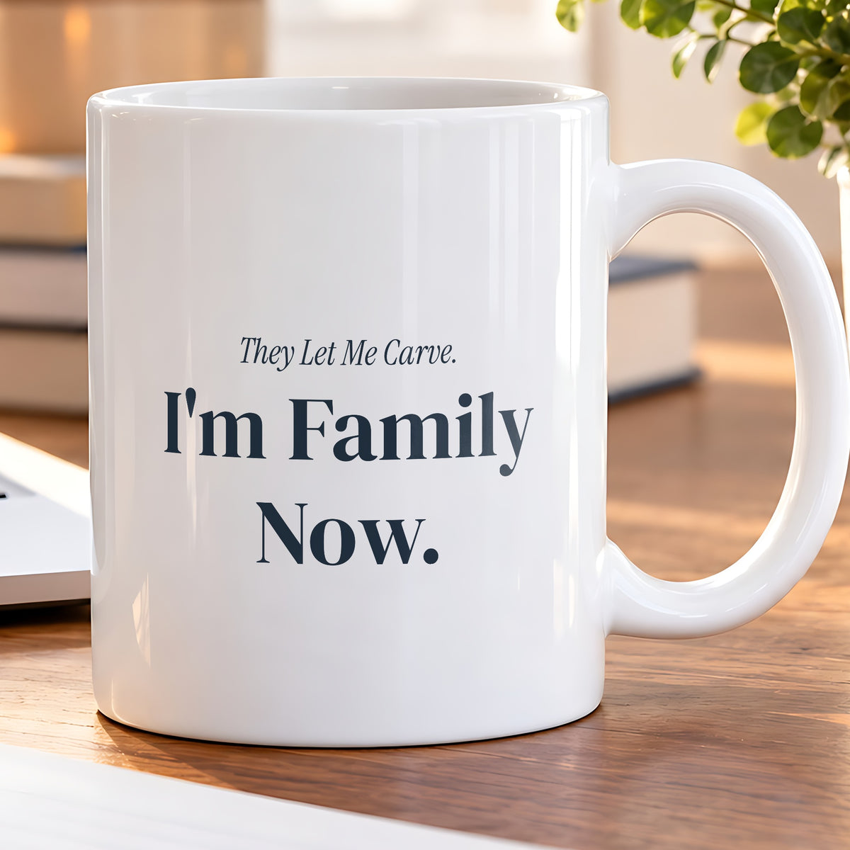 Funny In Law Christmas Coffee Mug They Let Me Carve I'm Family Now - photo 5